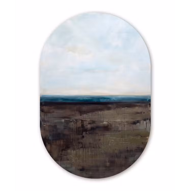 Muurovaal aluminium - Abstract - Landschap - Horizon - Blauw - Modern — 1
