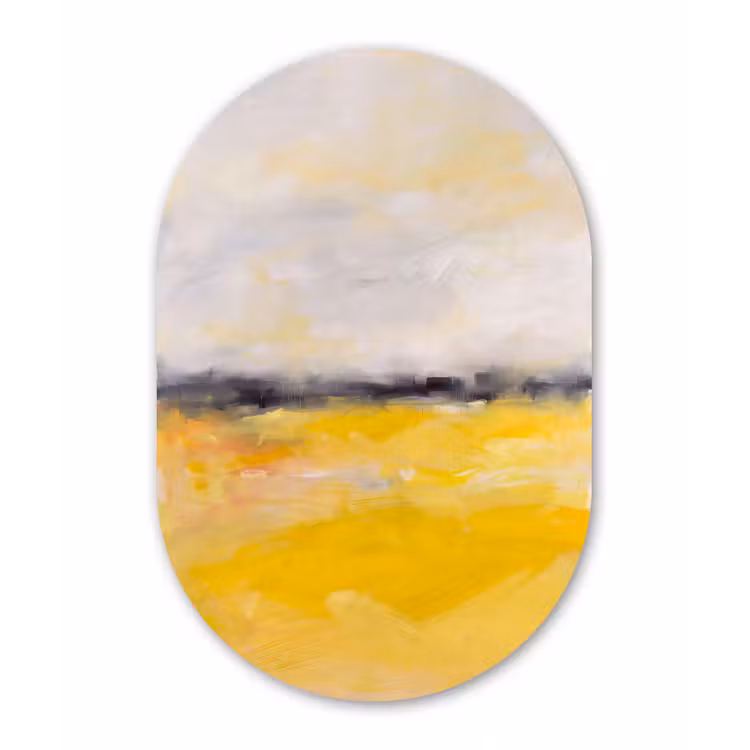 Muurovaal aluminium - Abstract - Landschap - Modern - Geel — 1