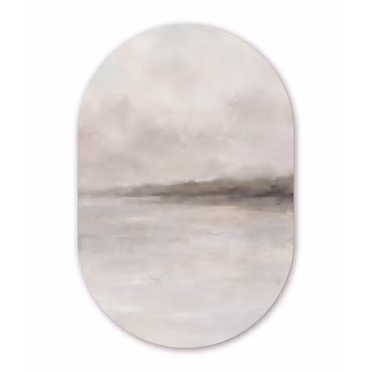 Muurovaal aluminium - Abstract - Landschap - Nevel - Modern - Grijs — 1