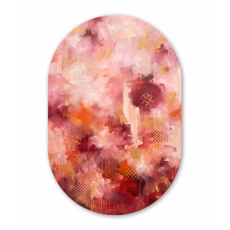 Muurovaal aluminium - Abstract - Rood - Goud - Modern - Kunst — 1
