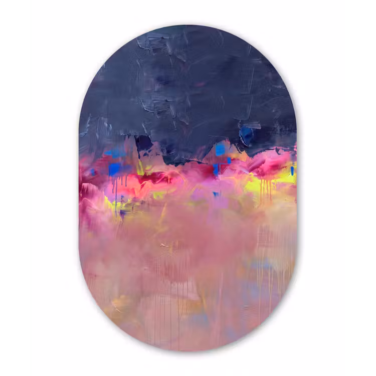 Muurovaal aluminium - Abstract - Textuur - Kleuren - Modern - Roze — 1
