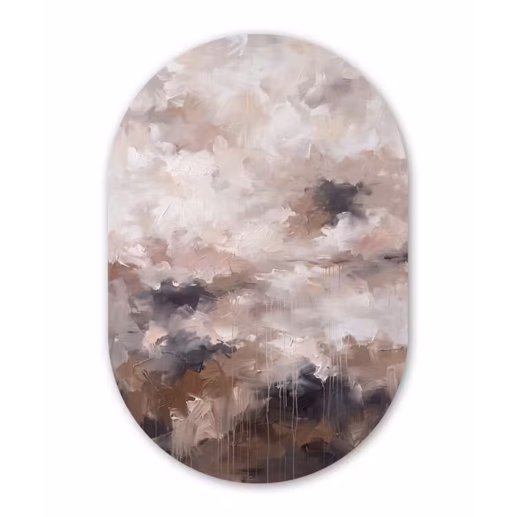 Muurovaal aluminium - Abstract - Textuur - Kunst - Modern - Beige — 1