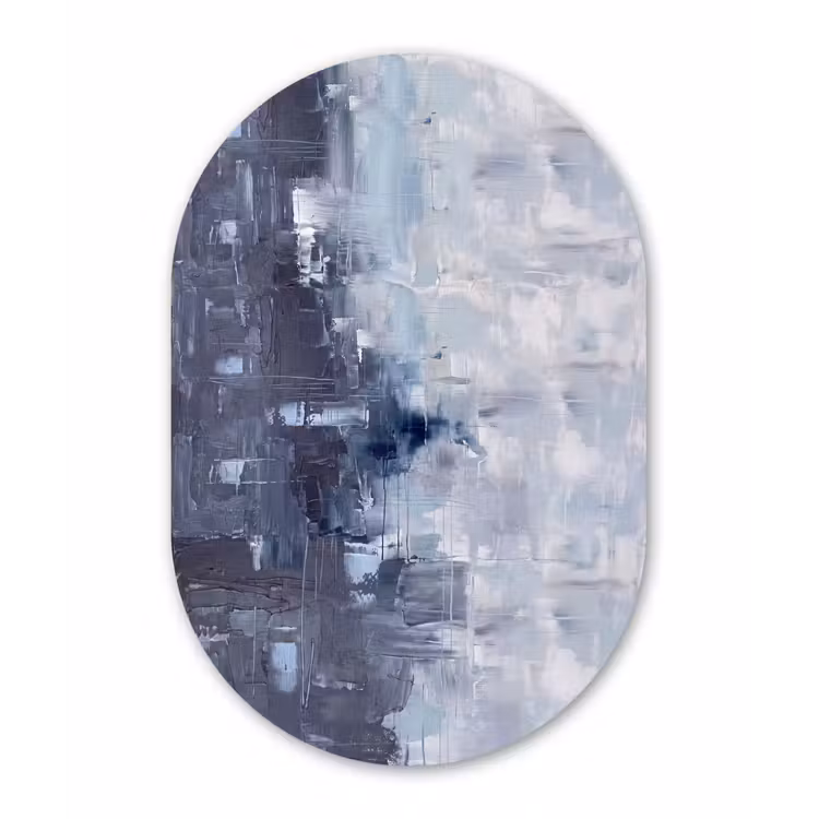 Muurovaal aluminium - Abstract - Textuur - Kunst - Modern - Blauw — 1
