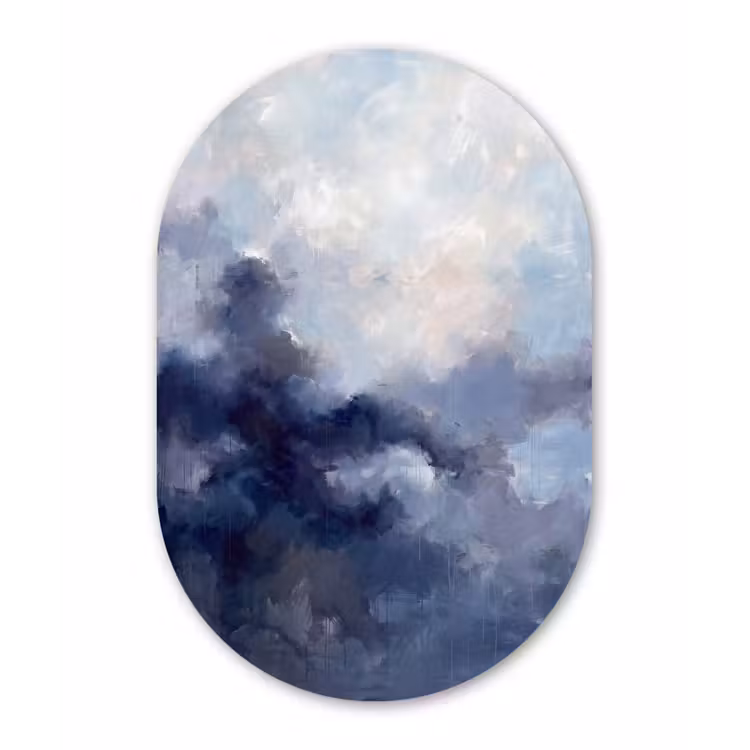 Muurovaal aluminium - Abstract - Wolken - Modern - Blauw - Kunst — 1