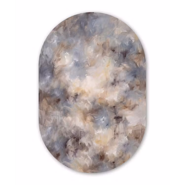 Muurovaal aluminium - Abstract - Wolken - Sfeervol - Beige - Grijs — 1