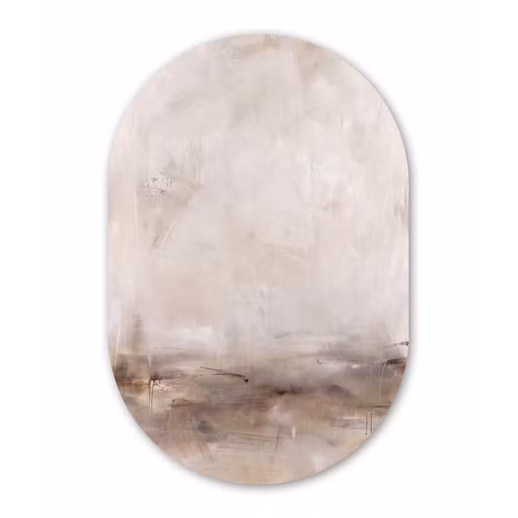 Muurovaal aluminium - Abstrakt - Landschap - Modern - Beige - Kunst — 1