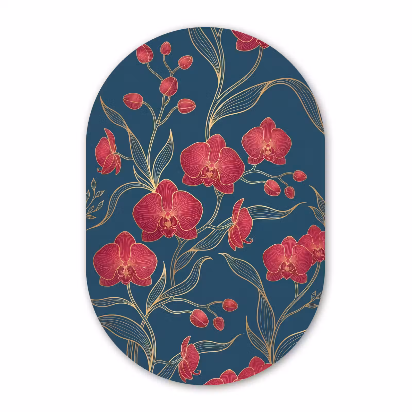 Muurovaal aluminium - Bloemen - Rood - Goud — 1