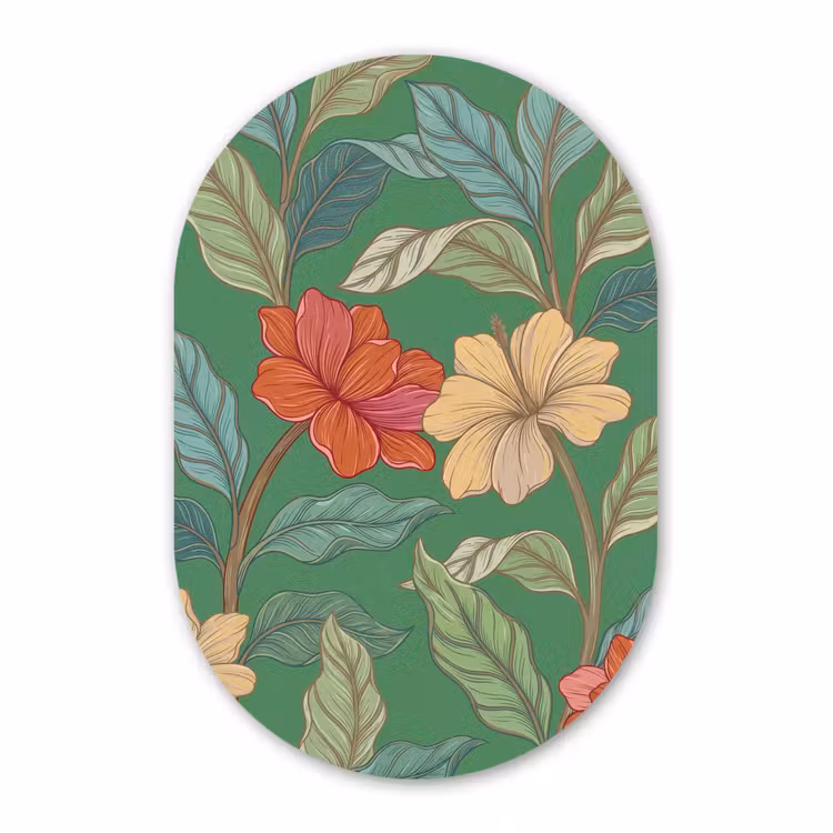 Muurovaal aluminium - Bloemen - Groen - Illustratie — 1