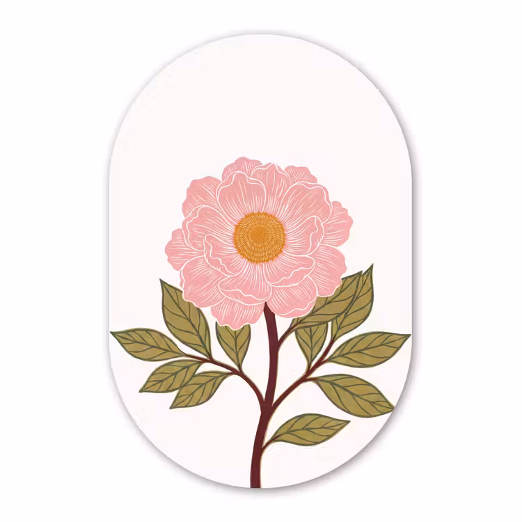 Muurovaal aluminium - Bloemen - Roze - Illustratie — 1
