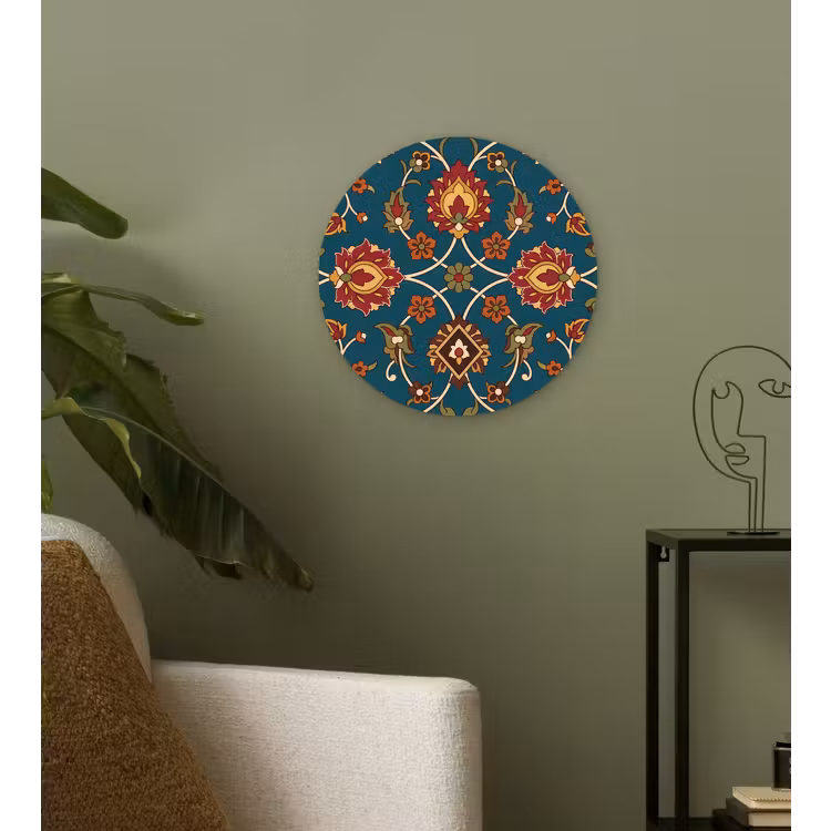 Muurcirkel - Ornament - Flora - Traditioneel - Klassiek - Blauwgroen — 3