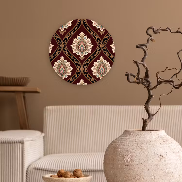 Muurcirkel - Patroon - Bloemmotief - Decoratie - Klassiek - Rood — 2