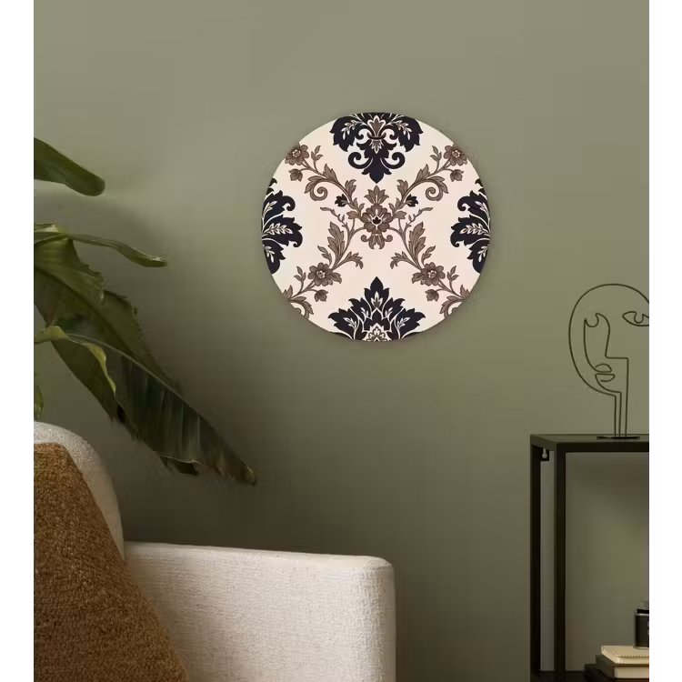 Muurcirkel - Patroon - Floraal - Klassiek - Beige-blauw — 3