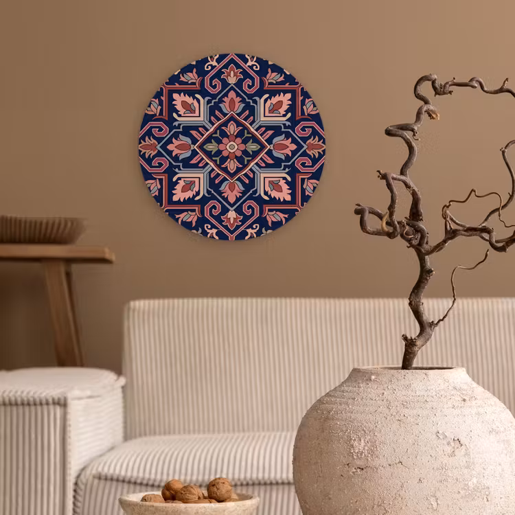 Muurcirkel - Patroon - Oosters - Floraal - Blauw - Klassiek — 2