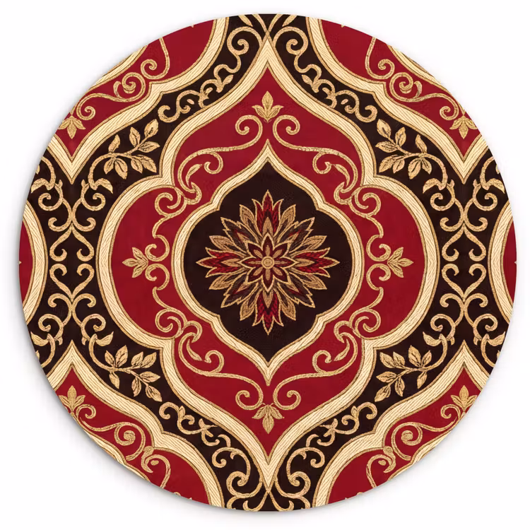 Muurcirkel - Patroon - Ornament - Barok - Rood - Goud — 1