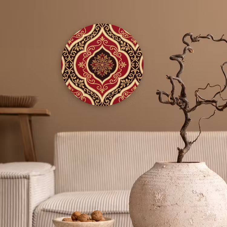 Muurcirkel - Patroon - Ornament - Barok - Rood - Goud — 2