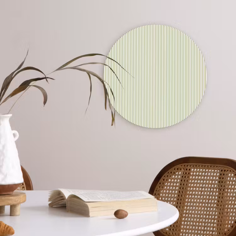 Muurcirkel - Saliegroen - Strepen - Minimalistisch - Patroon — 4