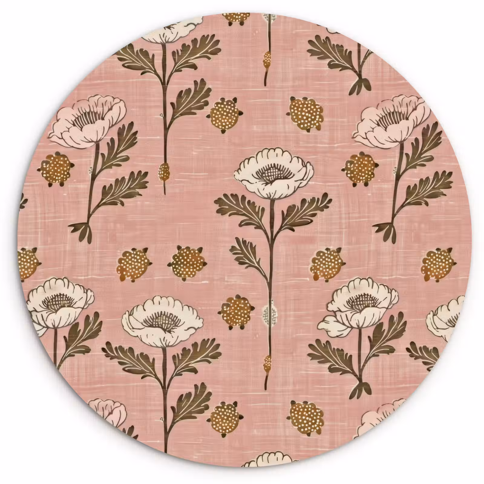 Muurcirkel - Roze - Bloemen - Vintage - Textuur — 1