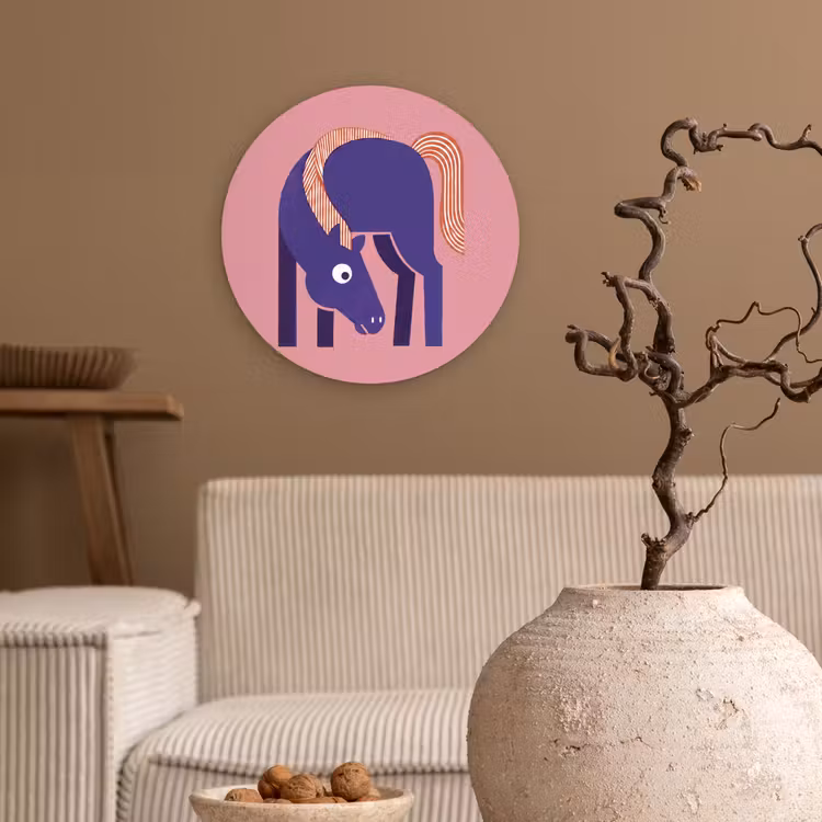 Muurcirkel - Paard - Abstract - Dieren - Modern - Blauw — 2