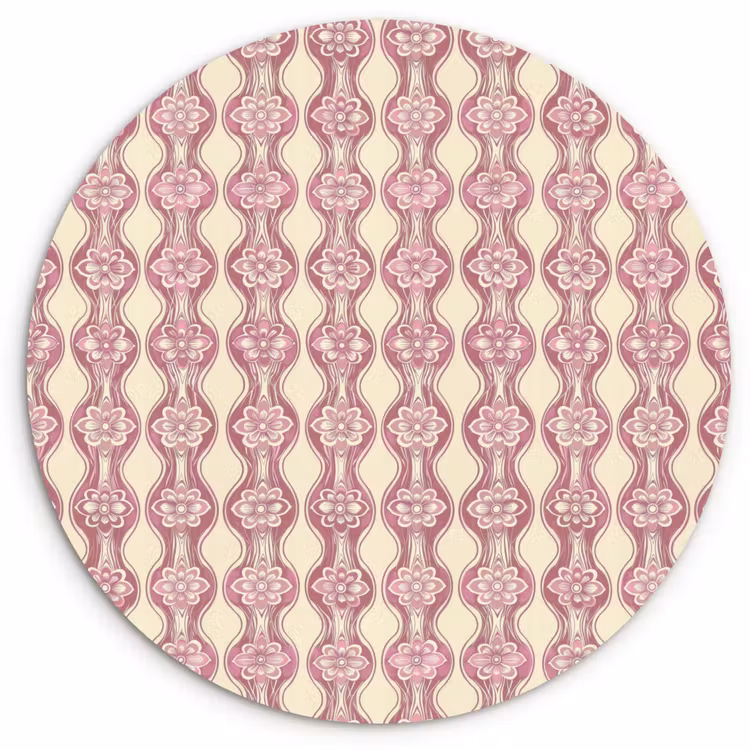 Muurcirkel - Paarsroze - Bloemen - Retro - Patroon — 1