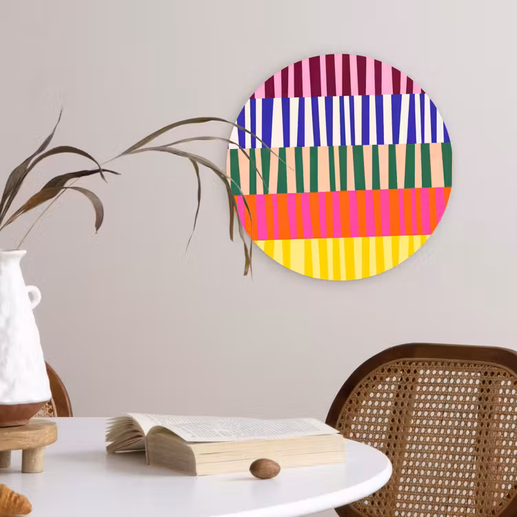 Muurcirkel - Patroon - Strepen - Abstract - Modern - Kleurrijk — 4