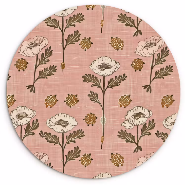 Muurcirkel - Roze - Bloemen - Vintage - Textuur — 1