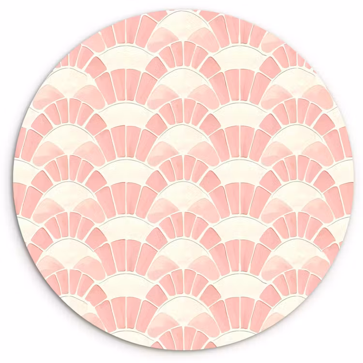 Muurcirkel - Roze - Waaiers - Mozaïek - Patroon — 1