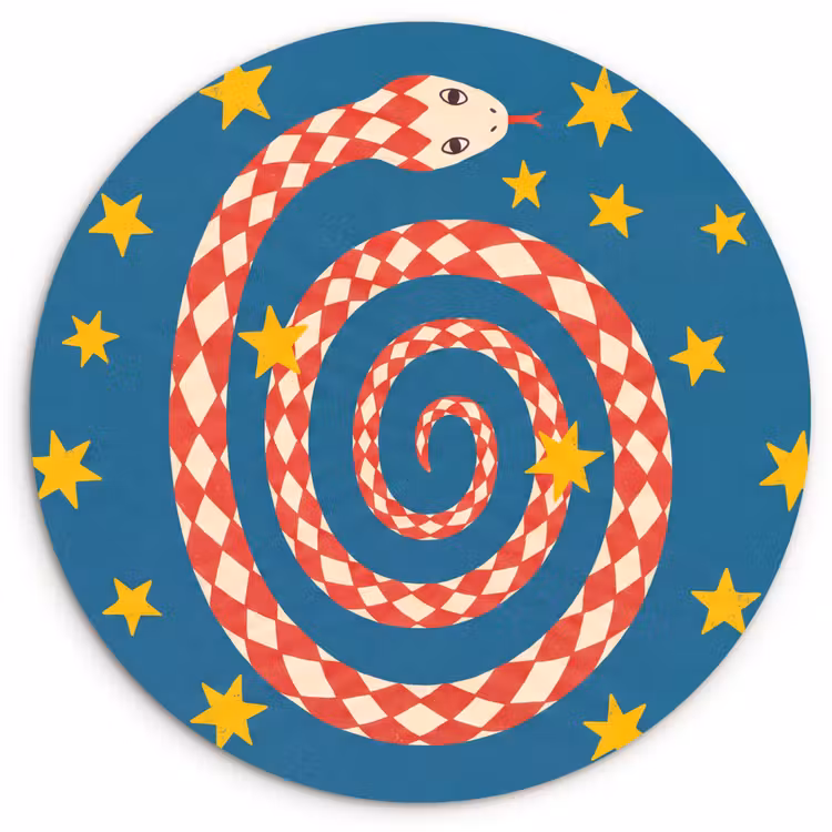 Muurcirkel - Slang - Spiraal - Dieren - Illustratie - Rood — 1