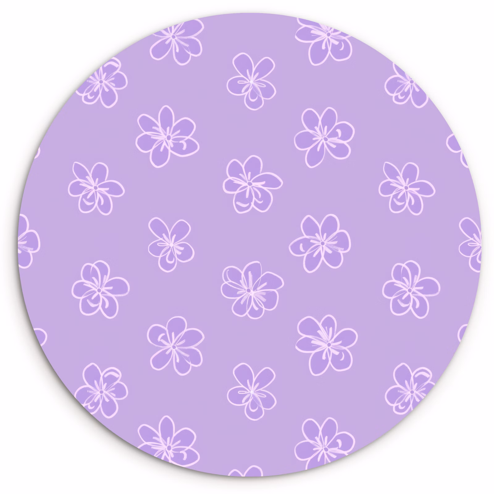 Muurcirkel - Lila - Botanisch - Bloemen - Handgetekend - Patroon — 1