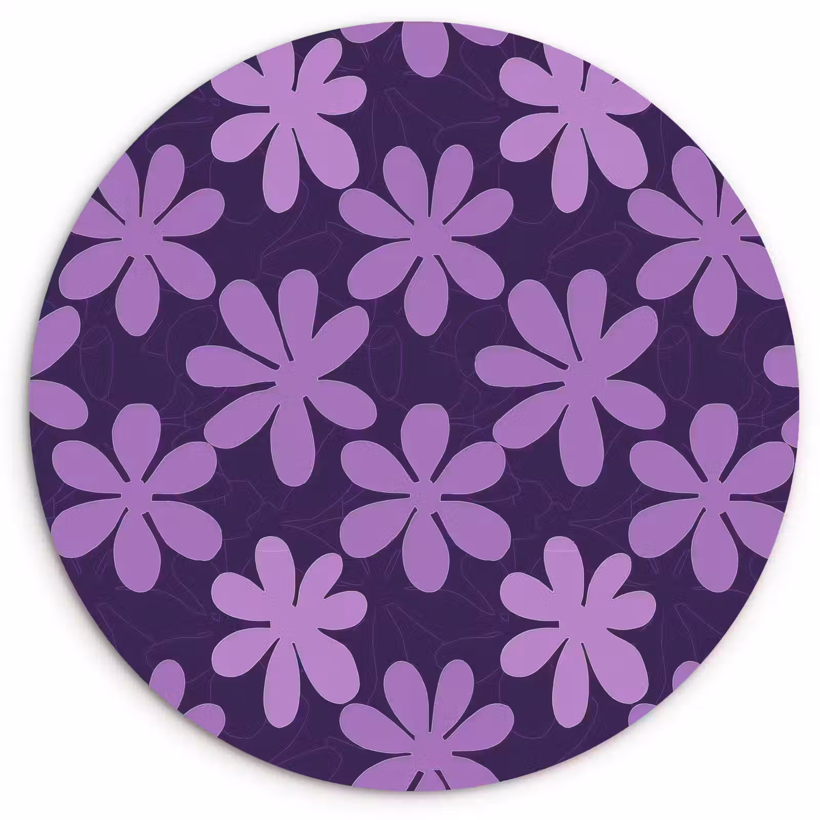Muurcirkel - Paars - Botanisch - Bloemen - Retro - Patroon — 1