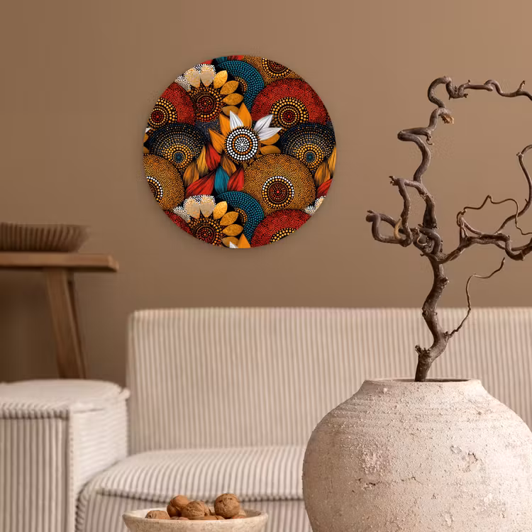 Muurcirkel - Kleurrijk - Aboriginal - Dot Painting - Botanisch - Patroon — 2