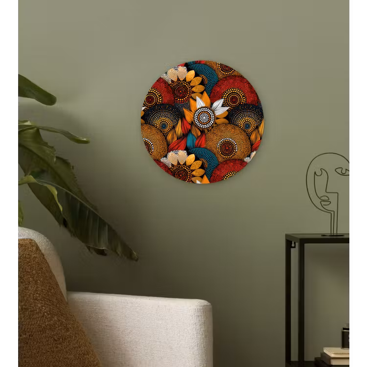 Muurcirkel - Kleurrijk - Aboriginal - Dot Painting - Botanisch - Patroon — 3