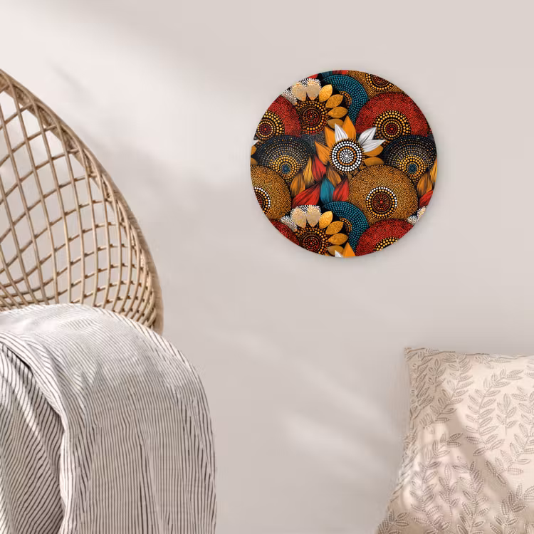 Muurcirkel - Kleurrijk - Aboriginal - Dot Painting - Botanisch - Patroon — 5
