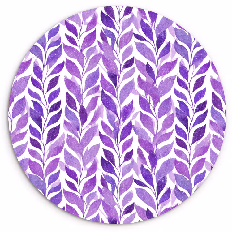Muurcirkel - Paars - Botanisch - Bladeren - Aquarel - Takken - Patroon — 1