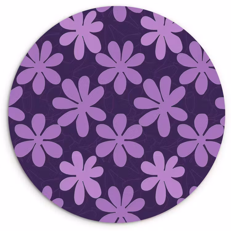 Muurcirkel - Paars - Botanisch - Bloemen - Retro - Patroon — 1