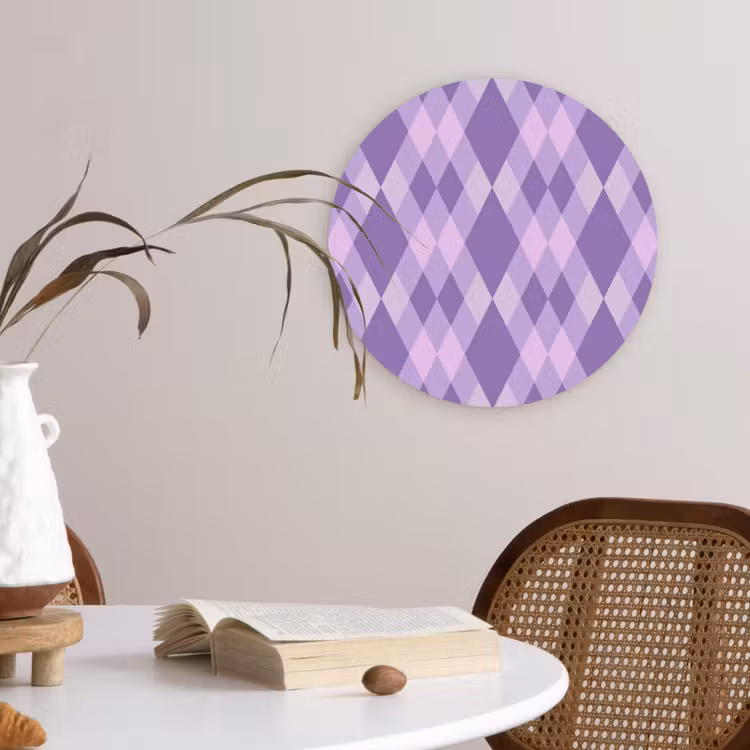 Muurcirkel - Paars - Geometrisch - Ruiten - Argyle - Patroon — 4