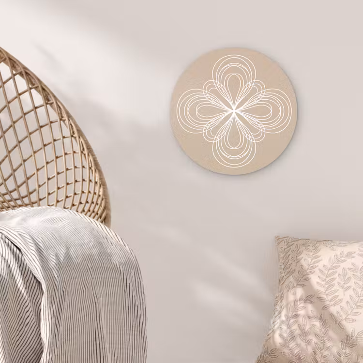 Muurcirkel - Patroon - Lijnen - Abstract - Minimalistisch - Beige — 5