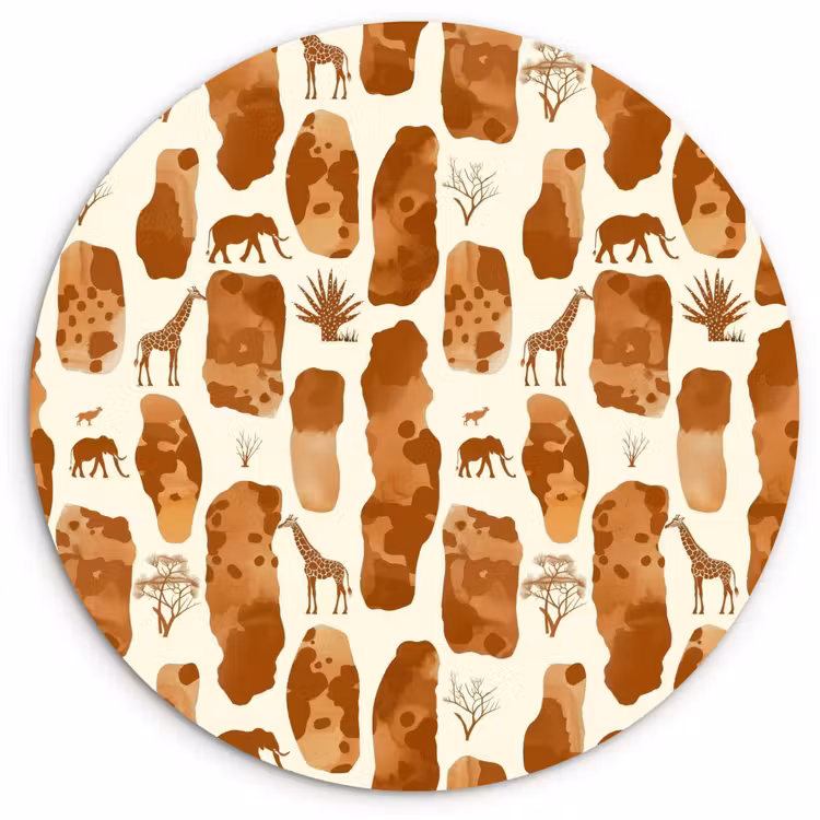 Muurcirkel - Terracotta - Safari - Dieren - Patroon — 1