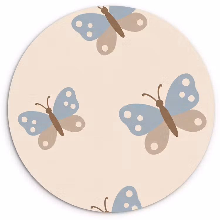 Muurcirkel - Insect - Vlinderpatroon - Abstract - Blauw - Beige — 1