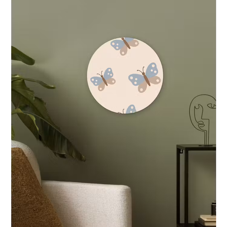 Muurcirkel - Insect - Vlinderpatroon - Abstract - Blauw - Beige — 3