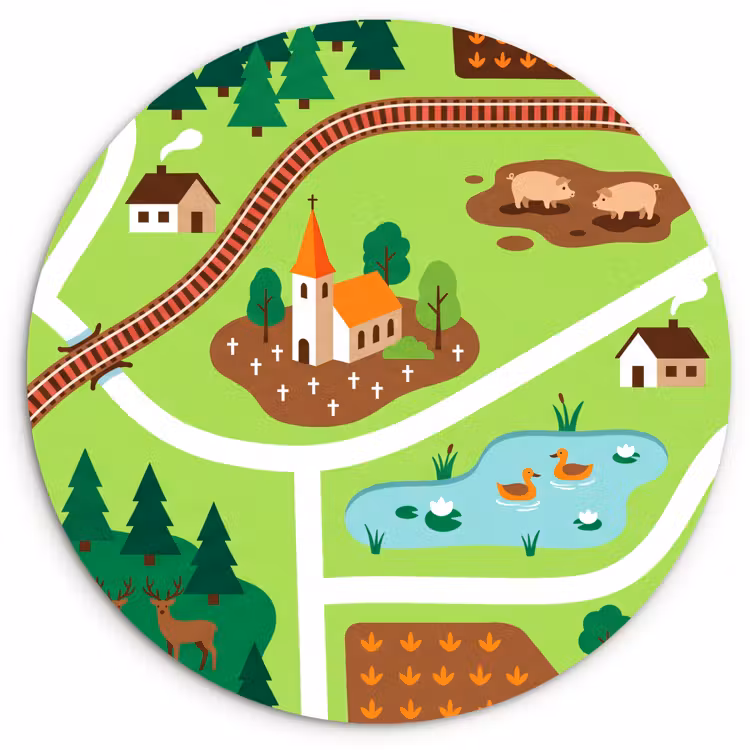 Muurcirkel - Platteland - Dieren - Illustratie — 1