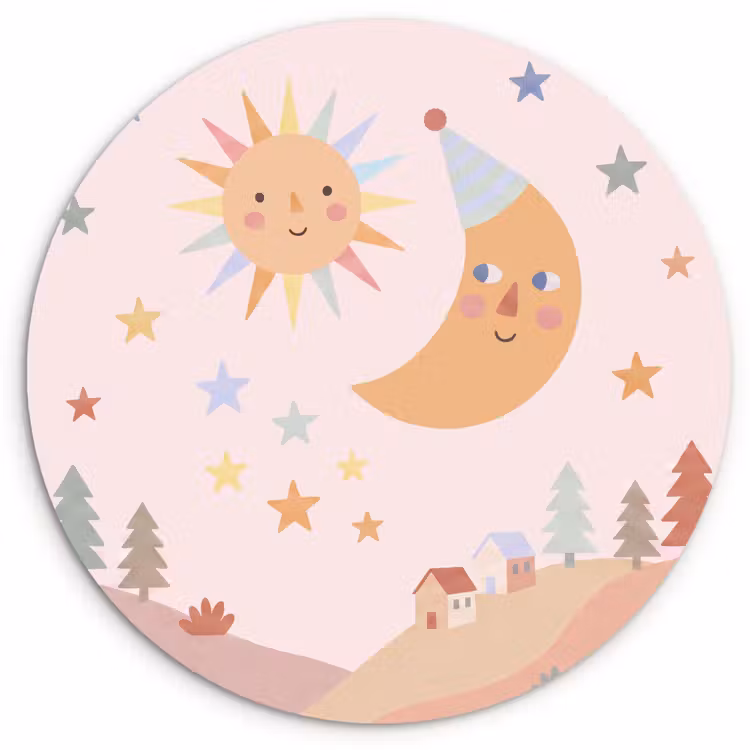 Muurcirkel - Zon - Maan - Sterren - Kinderkamer - Pastel — 1