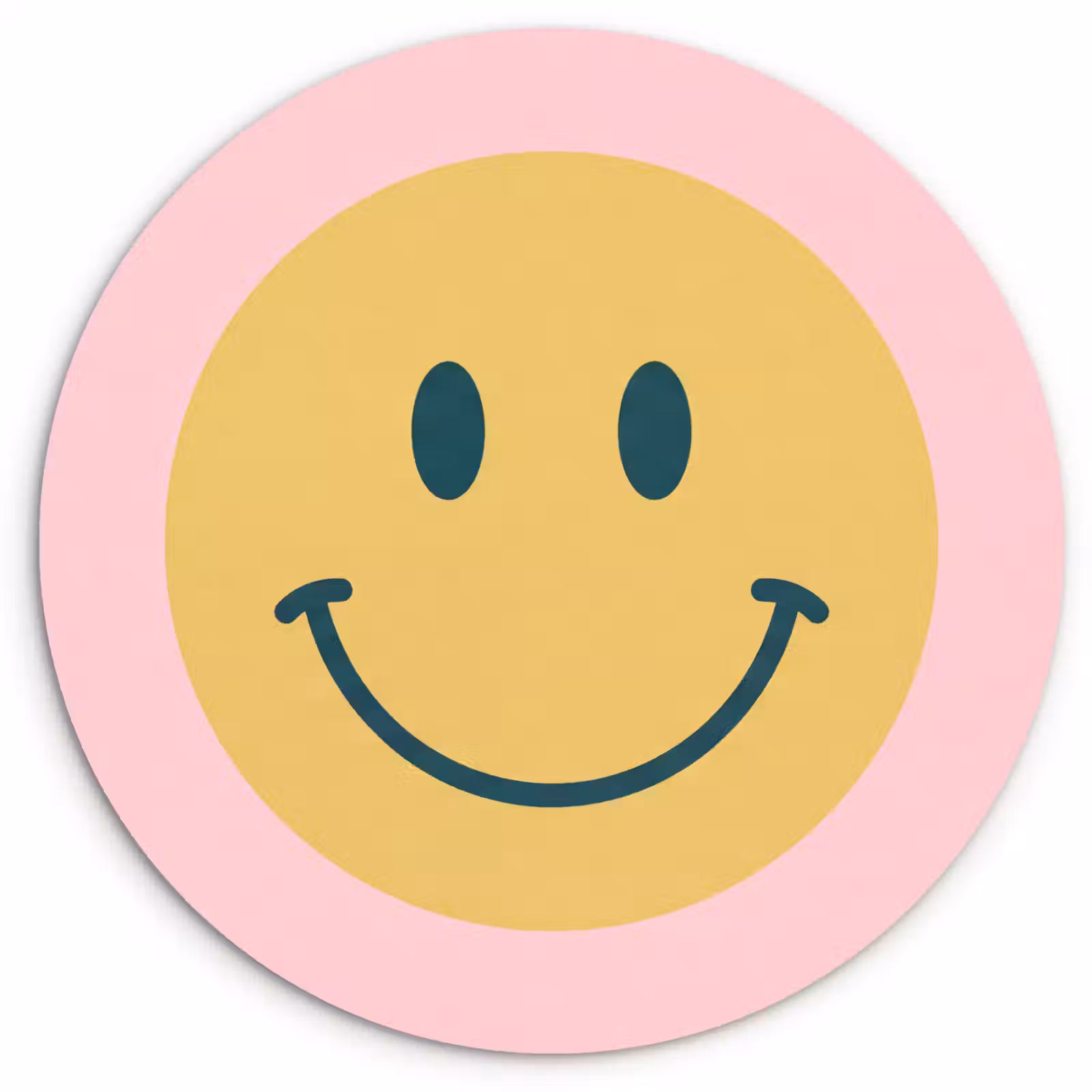 Muurcirkel - Smiley - Geel - Roze - Symbool - Minimalistisch — 1