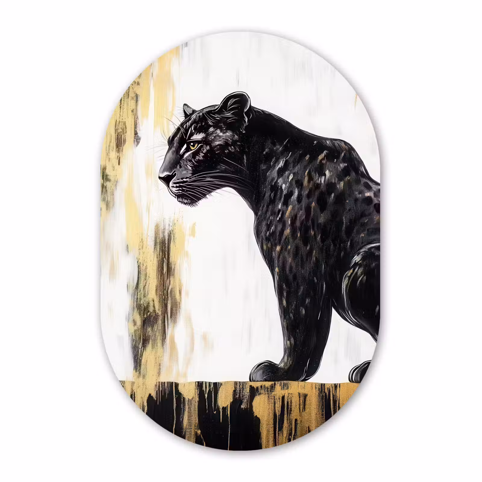 Muurovaal aluminium - Panter - Zwart - Abstract - Goud — 1