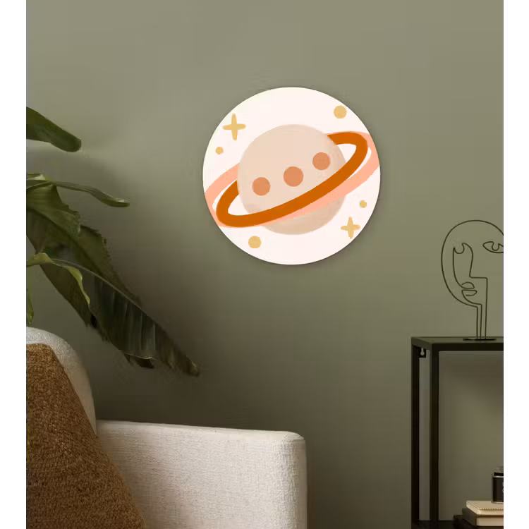 Muurcirkel - Planeet - Ringen - Ruimte - Illustratie - Beige — 3