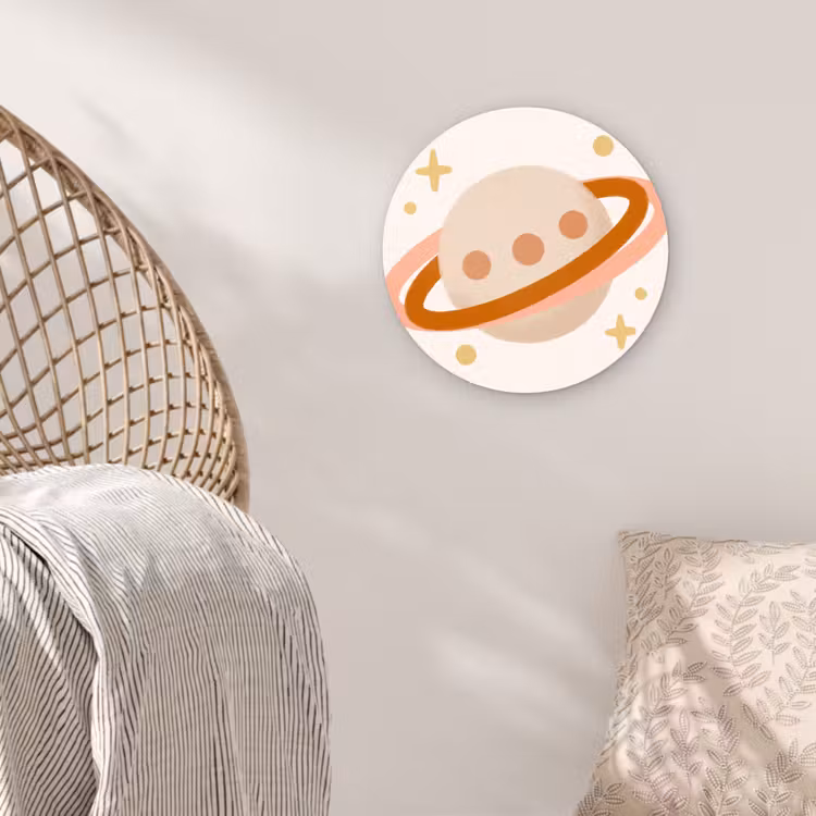 Muurcirkel - Planeet - Ringen - Ruimte - Illustratie - Beige — 5
