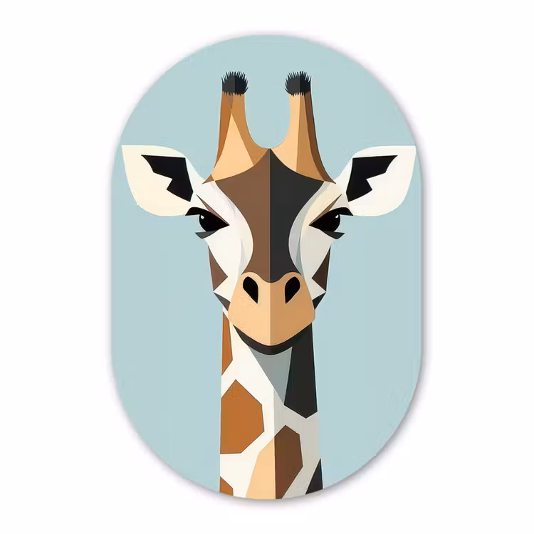 Muurovaal aluminium - Giraffe - Illustratie - Bruin - Minimalistisch — 1