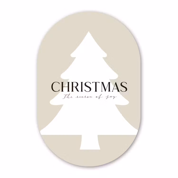 Muurovaal aluminium - Kerstboom - Japandi - Christmas - Beige — 1