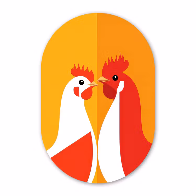 Muurovaal aluminium - Kippen - Oranje - Vlakken — 1
