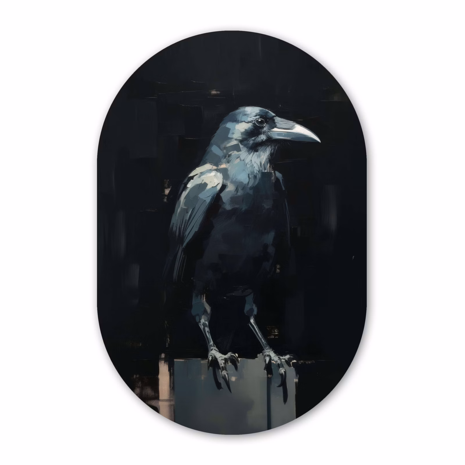 Muurovaal aluminium - Raaf - Vogels - Zwart — 1
