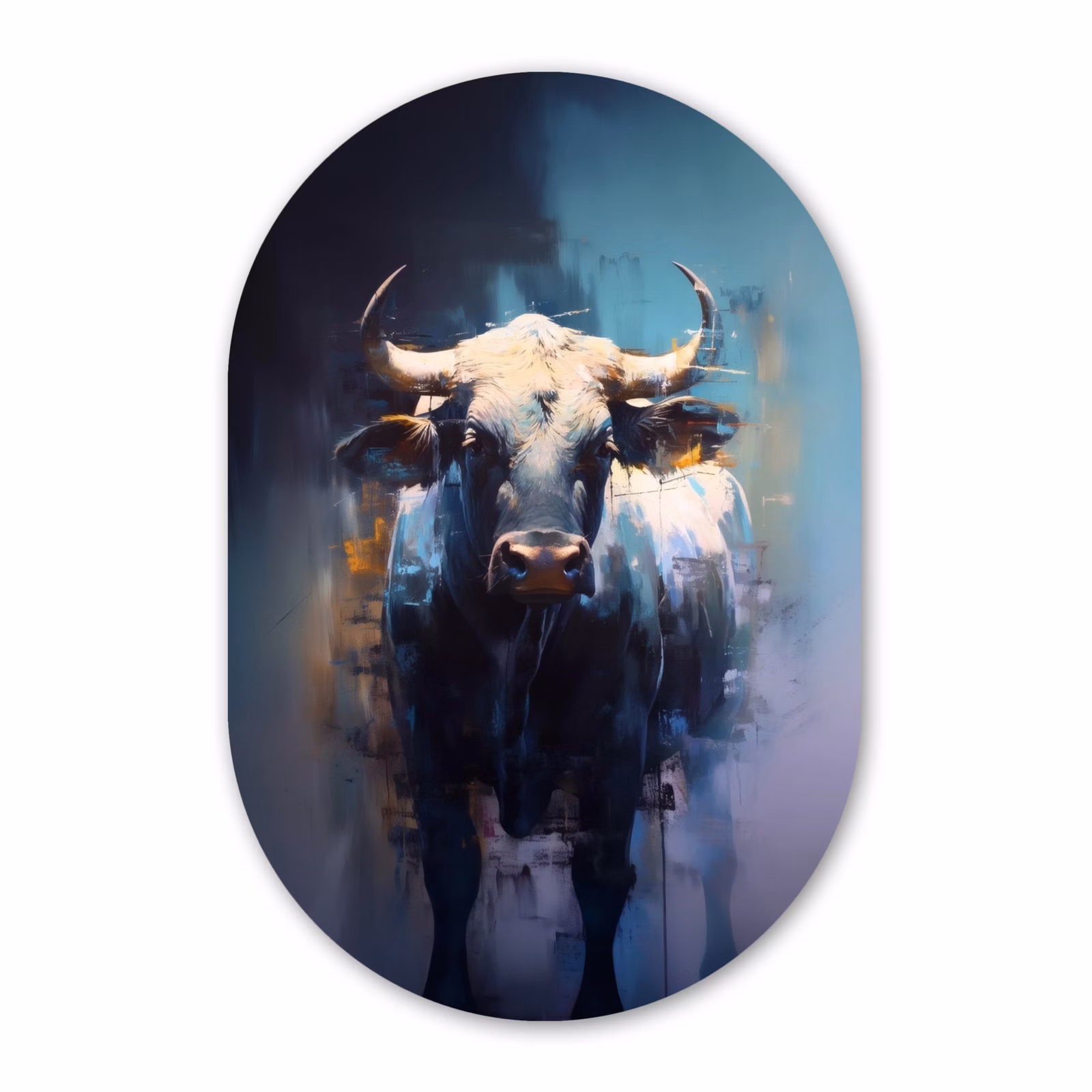 Muurovaal aluminium - Stier - Zwart - Abstract - Horens — 1